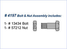 (1) 3" Bolt (13434) and (1) Nut (57212) Kit, Part # 4197