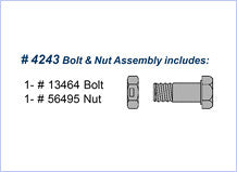 (1) 6" Bolt (13464) and (1) Nut (56495) Kit, Part # 4243